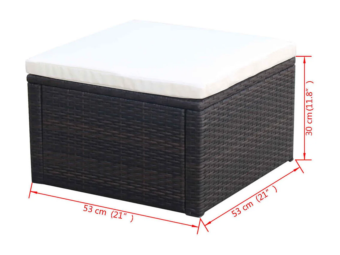 Jean-Bernard-Paul  Voetenbank/poef bruin 53x53x30 cm poly rattan