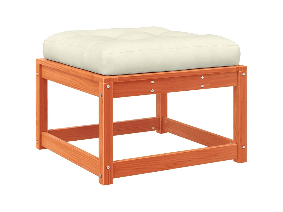 Coalgate  Taburete de jardín con cojines madera maciza pino marrón cera