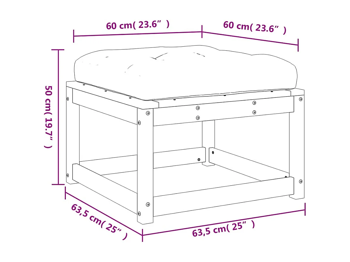 Coalgate  Repose-pied de jardin avec coussins bois massif de pin