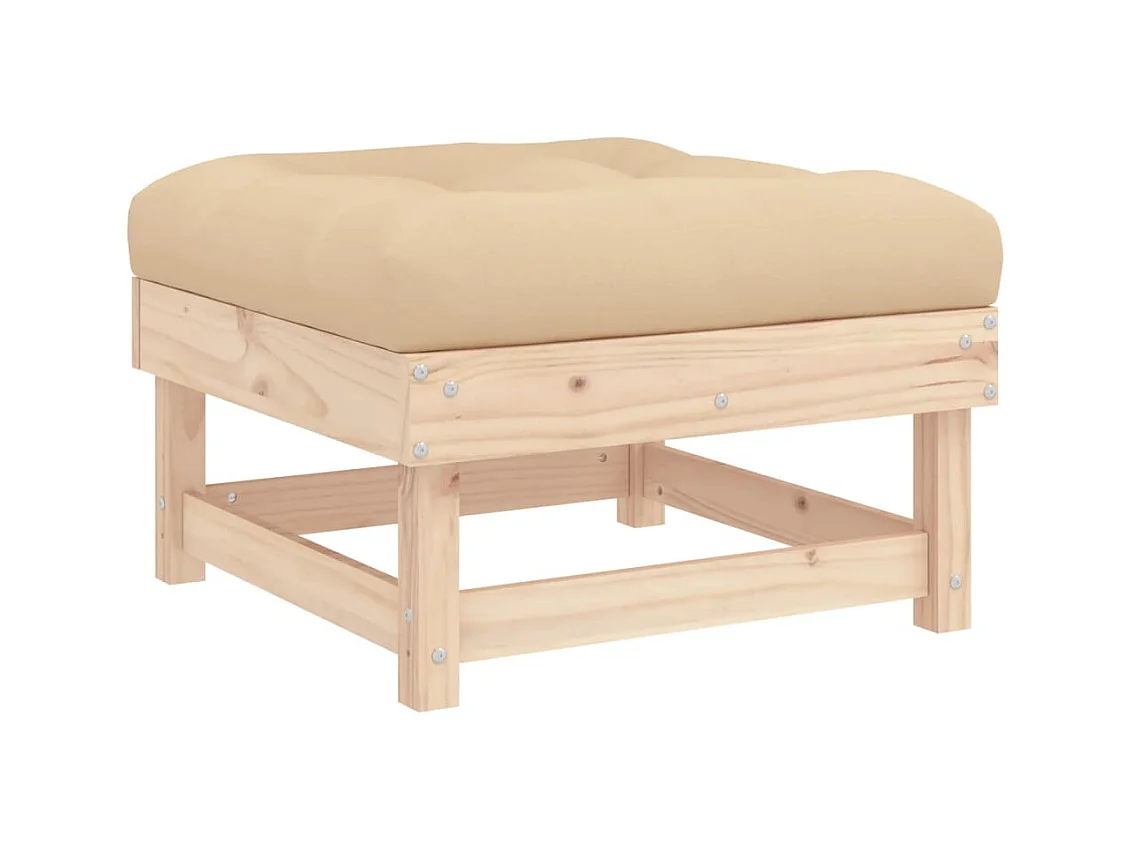 Tibor  Taburete de jardín con cojín madera maciza de pino