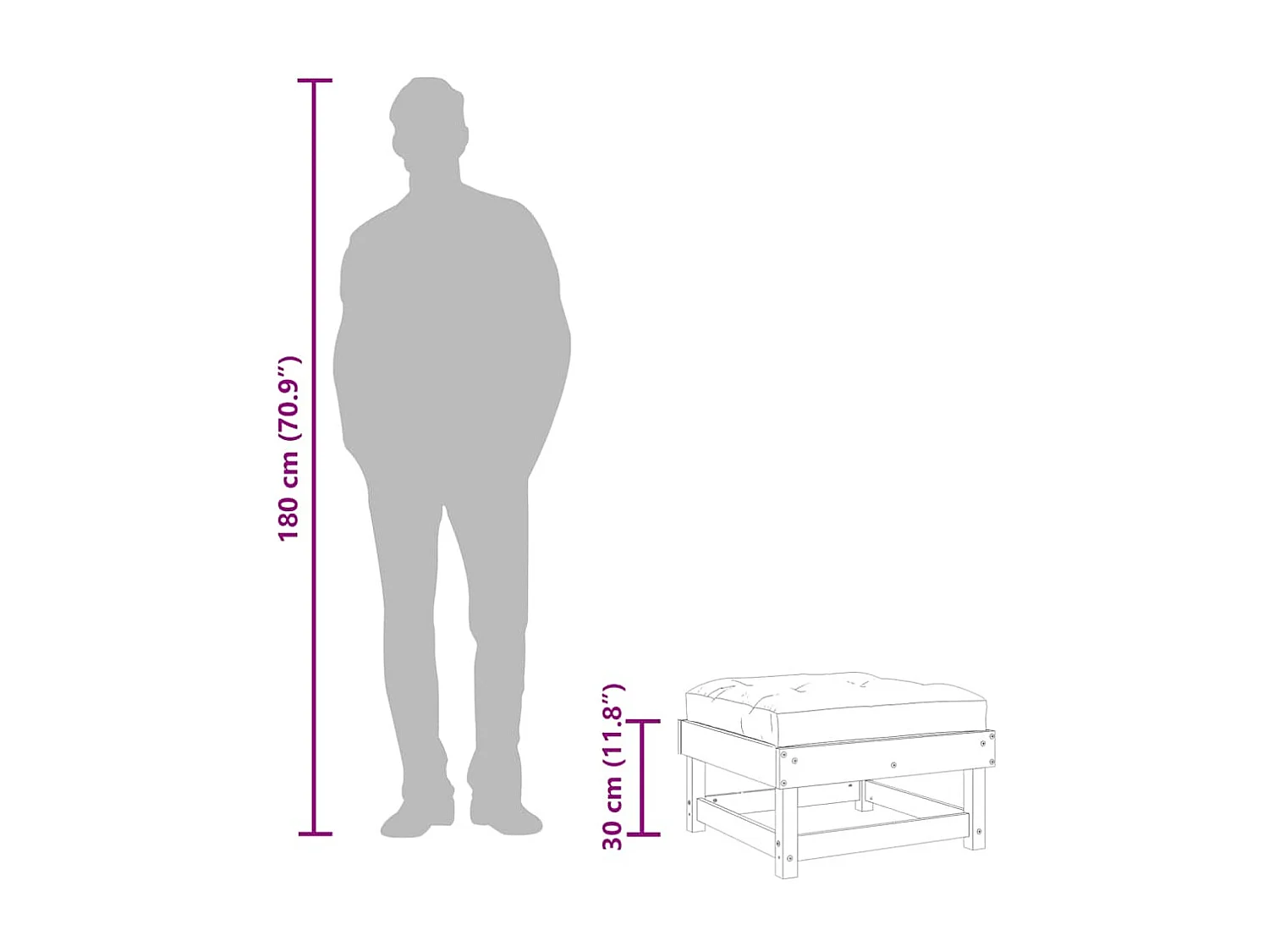 Tibor  Repose-pied de jardin avec coussin bois de pin massif