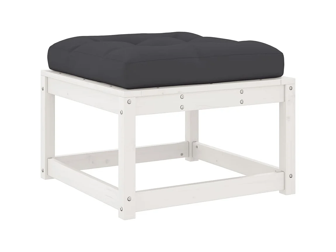 Coalgate  Repose-pied de jardin avec coussins blanc bois de pin massif