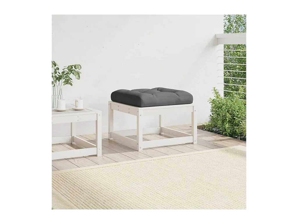 Coalgate  Repose-pied de jardin avec coussins blanc bois de pin massif