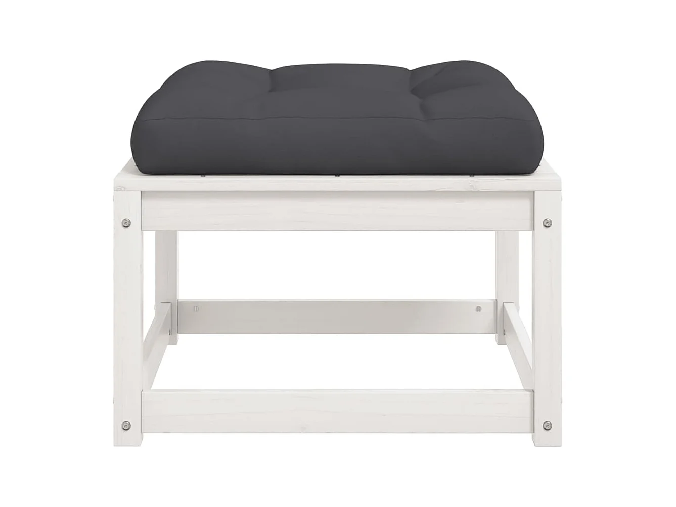 Coalgate  Repose-pied de jardin avec coussins blanc bois de pin massif