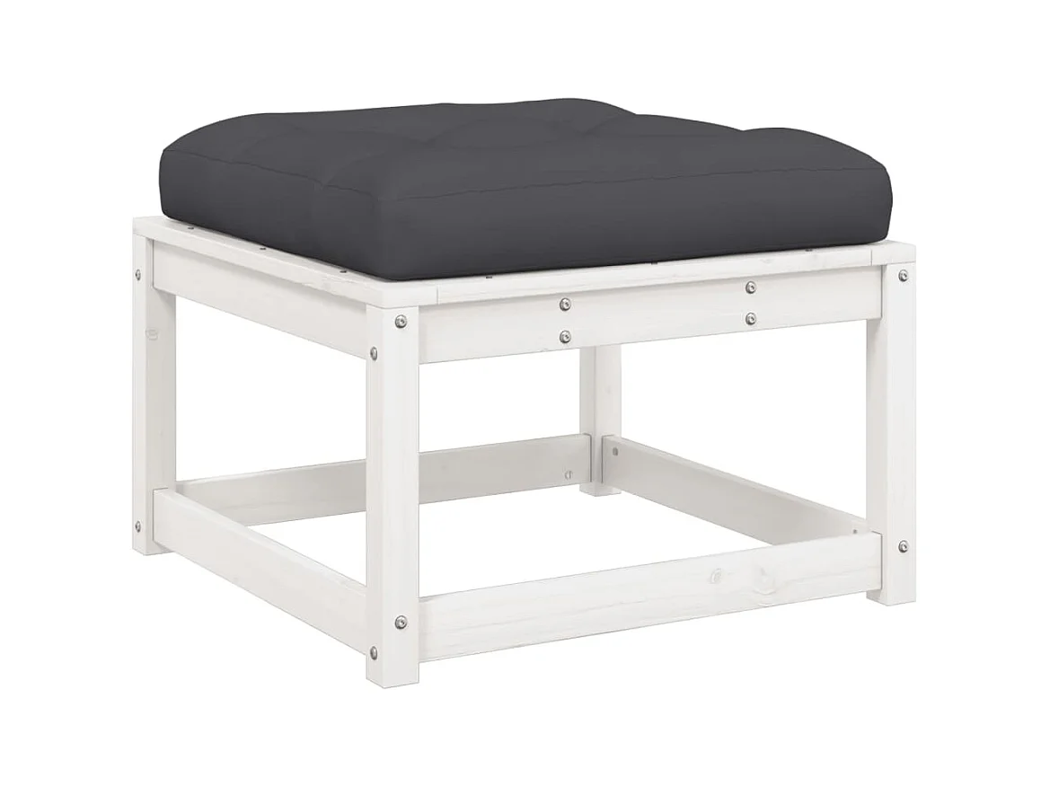 Coalgate  Repose-pied de jardin avec coussins blanc bois de pin massif