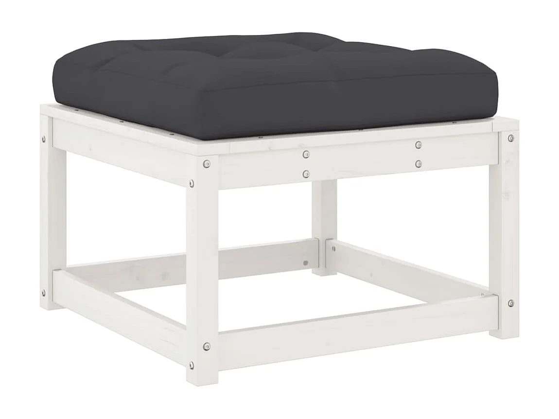 Coalgate  Repose-pied de jardin avec coussins blanc bois de pin massif