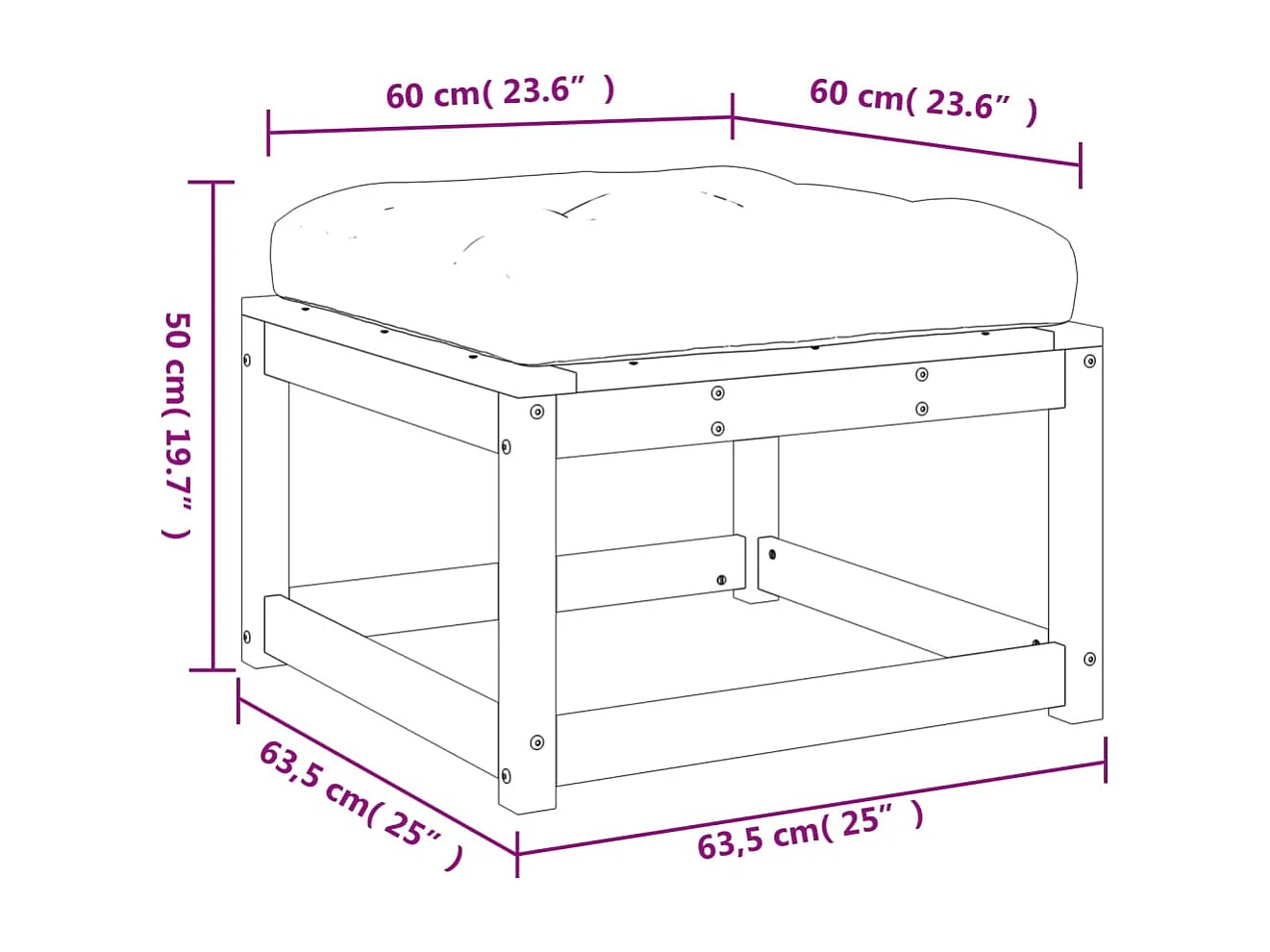 Coalgate  Repose-pied de jardin avec coussins bois massif douglas