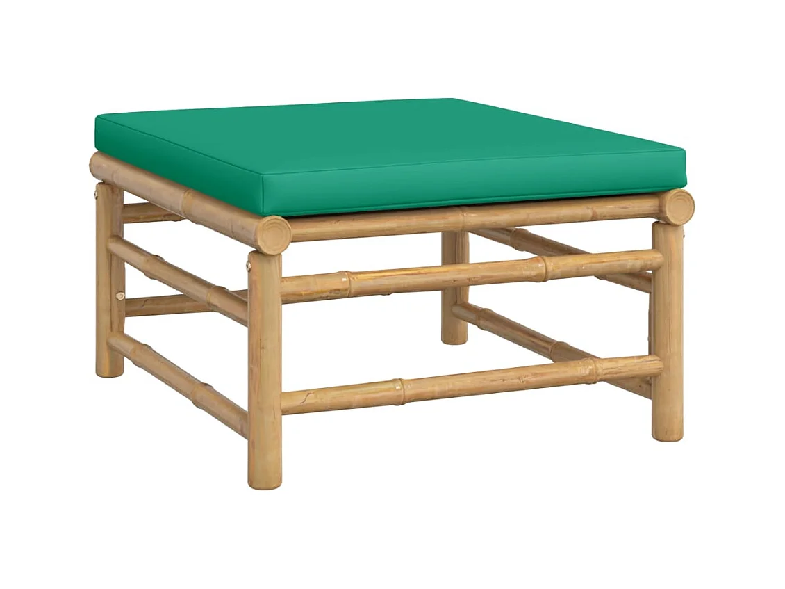 Filiberto  Repose-pieds de jardin avec coussin vert bambou
