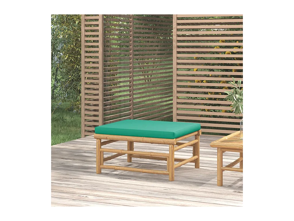 Filiberto  Repose-pieds de jardin avec coussin vert bambou