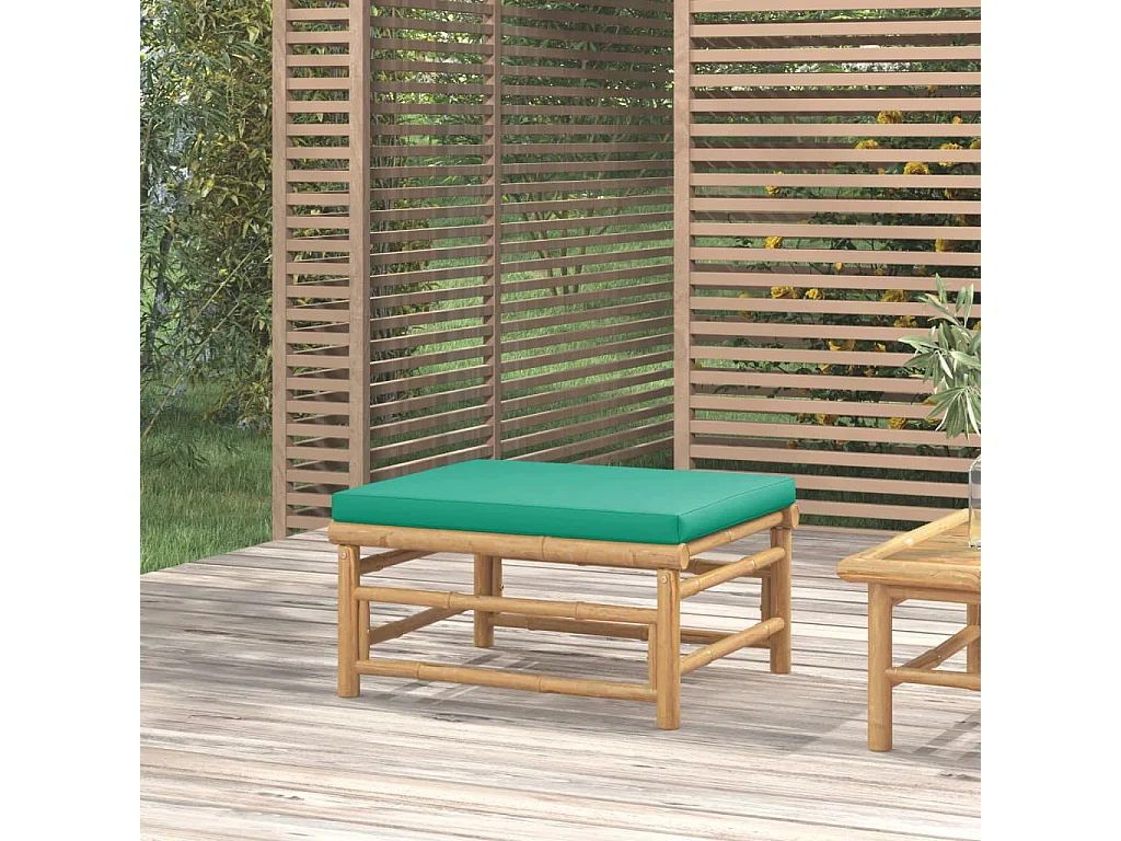 Filiberto  Repose-pieds de jardin avec coussin vert bambou