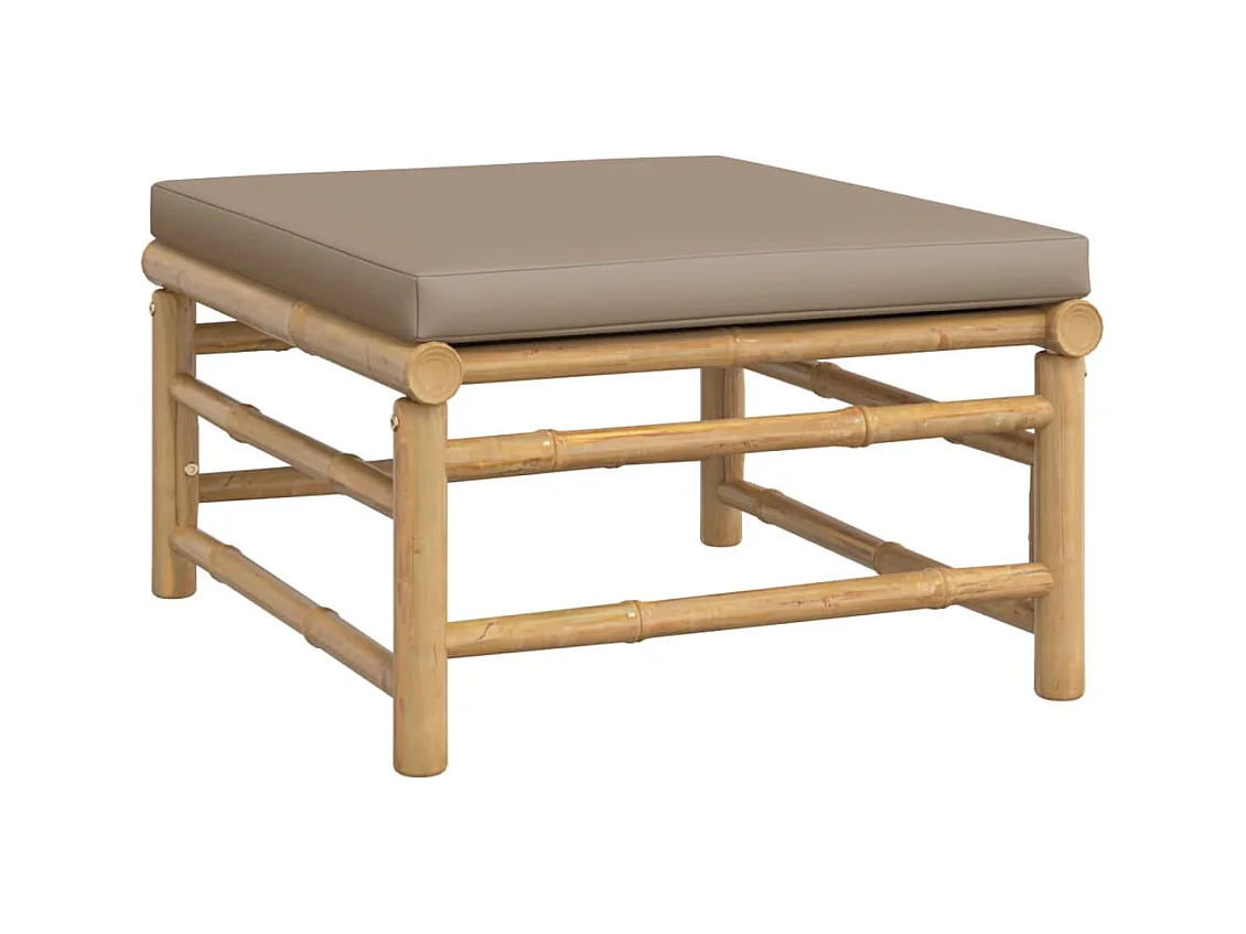 Filiberto  Repose-pieds de jardin avec coussin taupe bambou