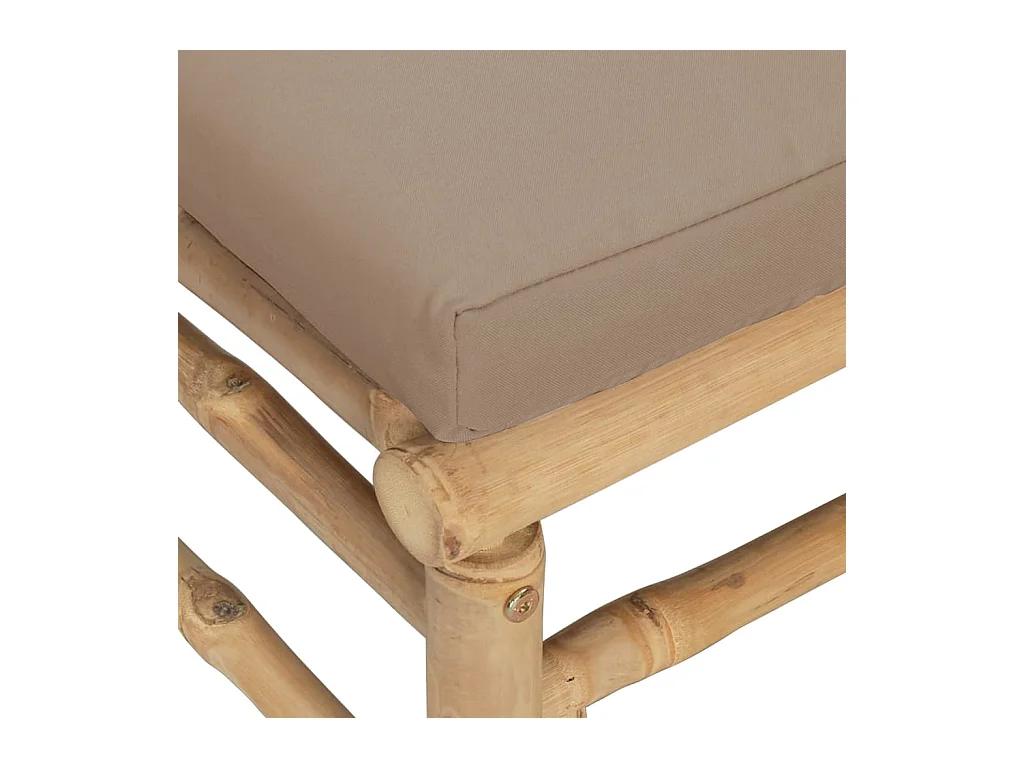 Filiberto  Repose-pieds de jardin avec coussin taupe bambou