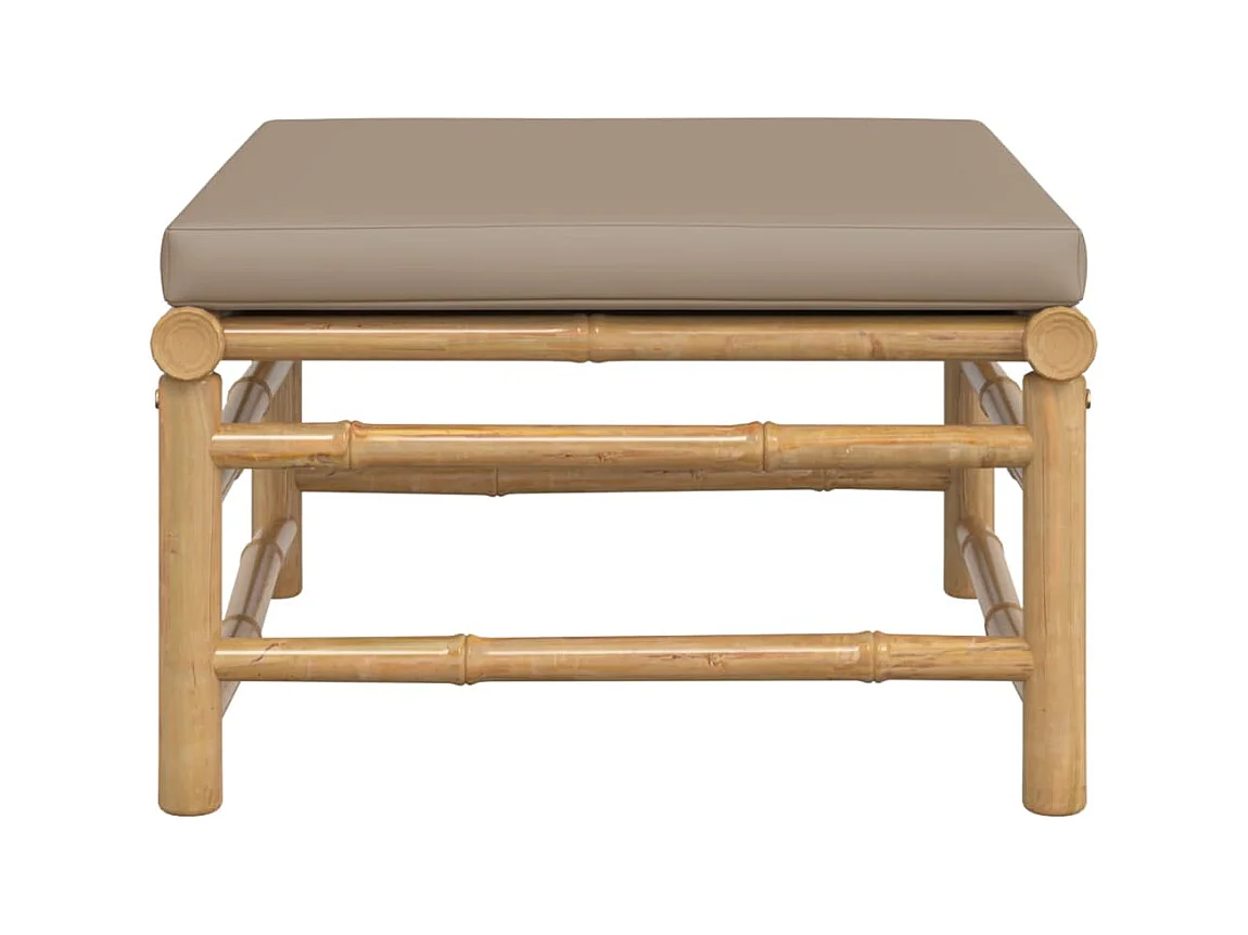 Filiberto  Repose-pieds de jardin avec coussin taupe bambou