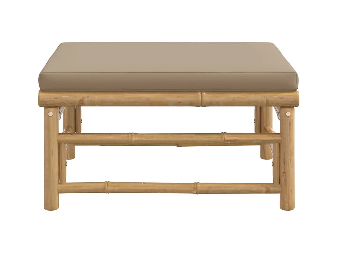 Filiberto  Repose-pieds de jardin avec coussin taupe bambou