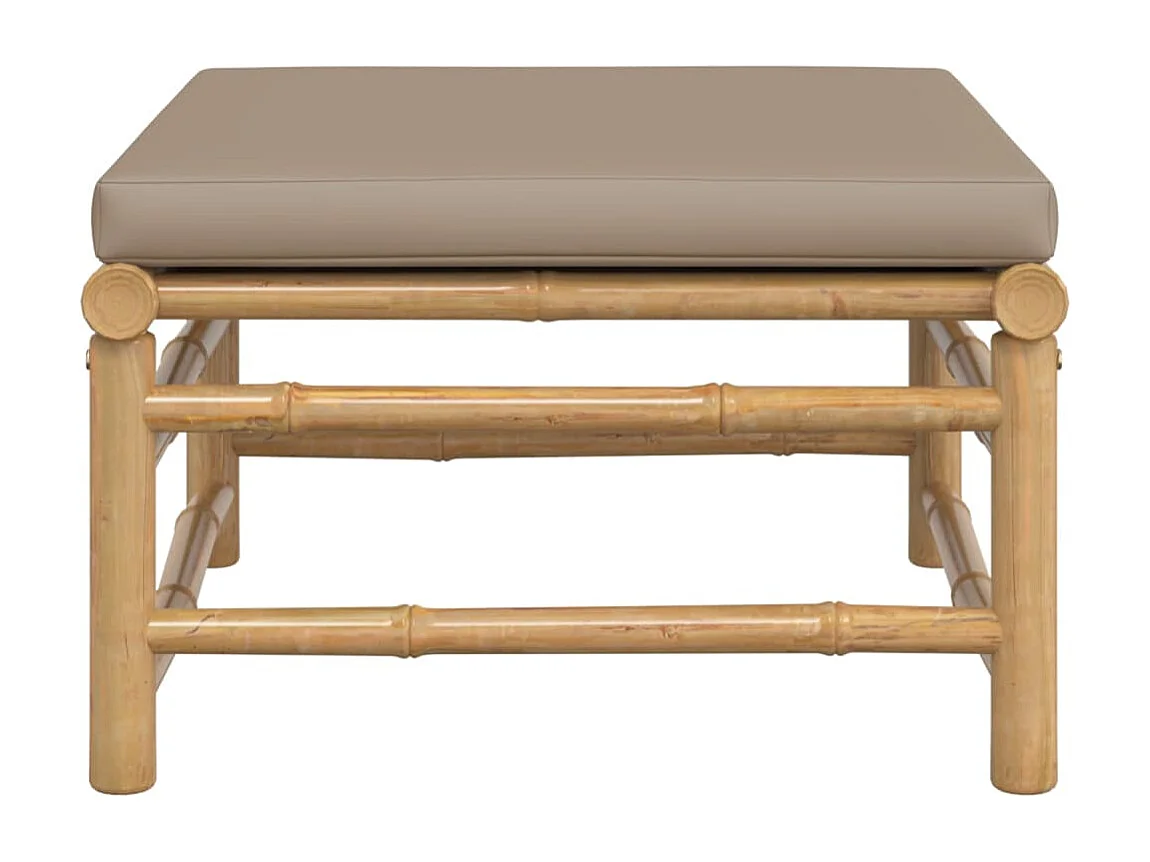 Filiberto  Repose-pieds de jardin avec coussin taupe bambou