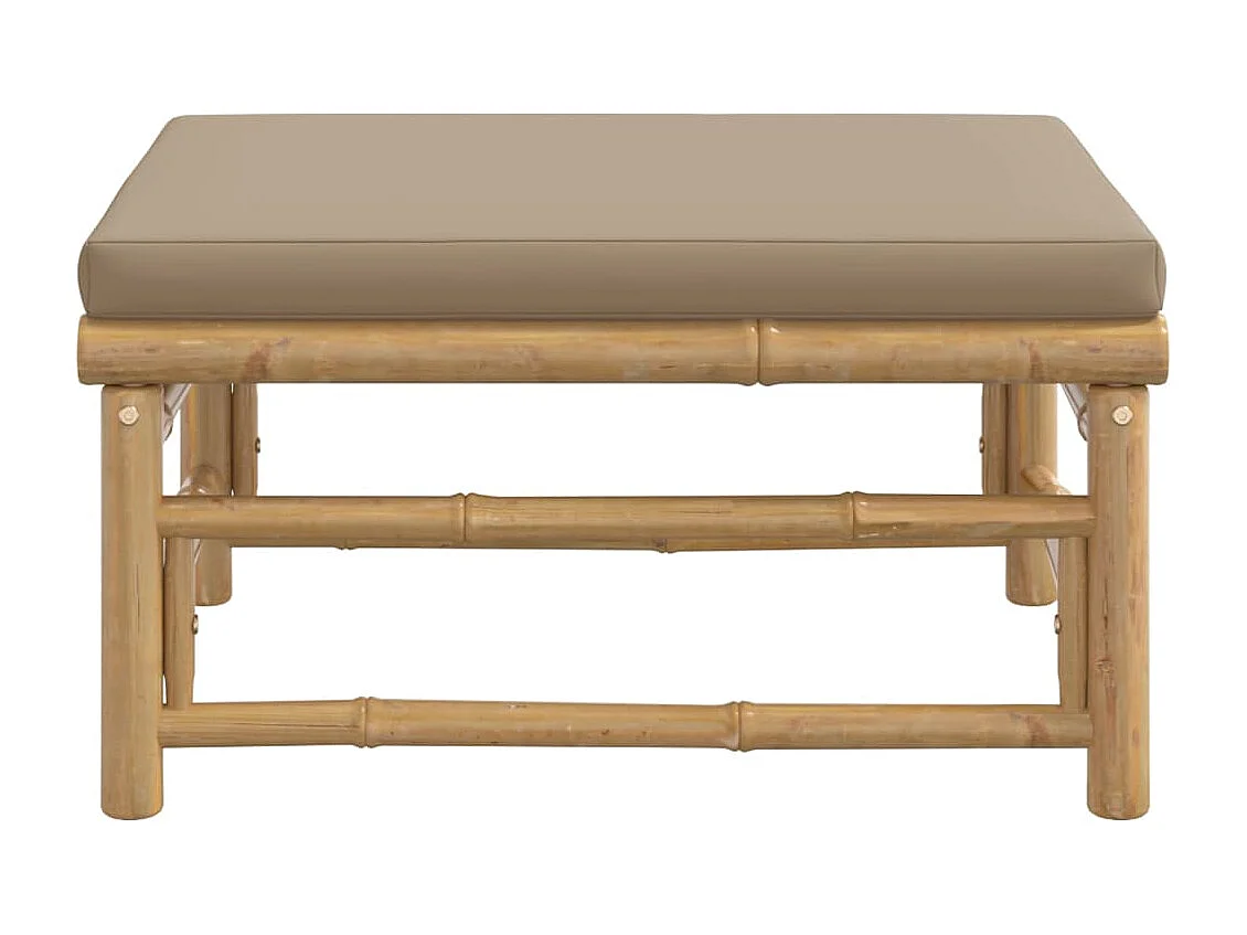 Filiberto  Repose-pieds de jardin avec coussin taupe bambou