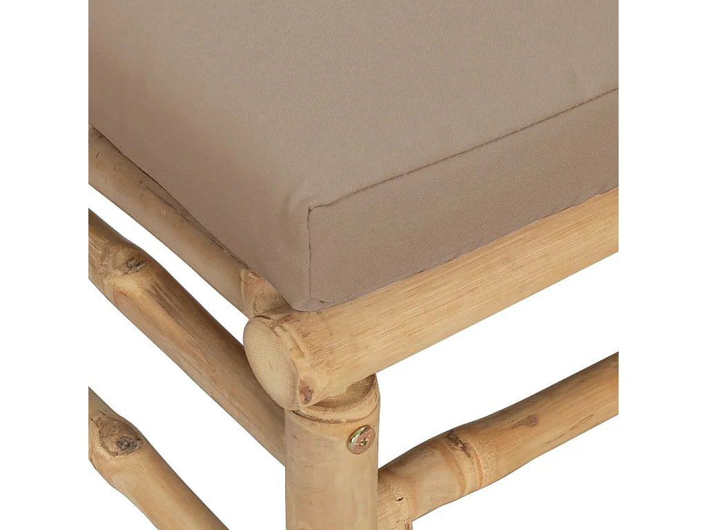 Filiberto  Repose-pieds de jardin avec coussin taupe bambou