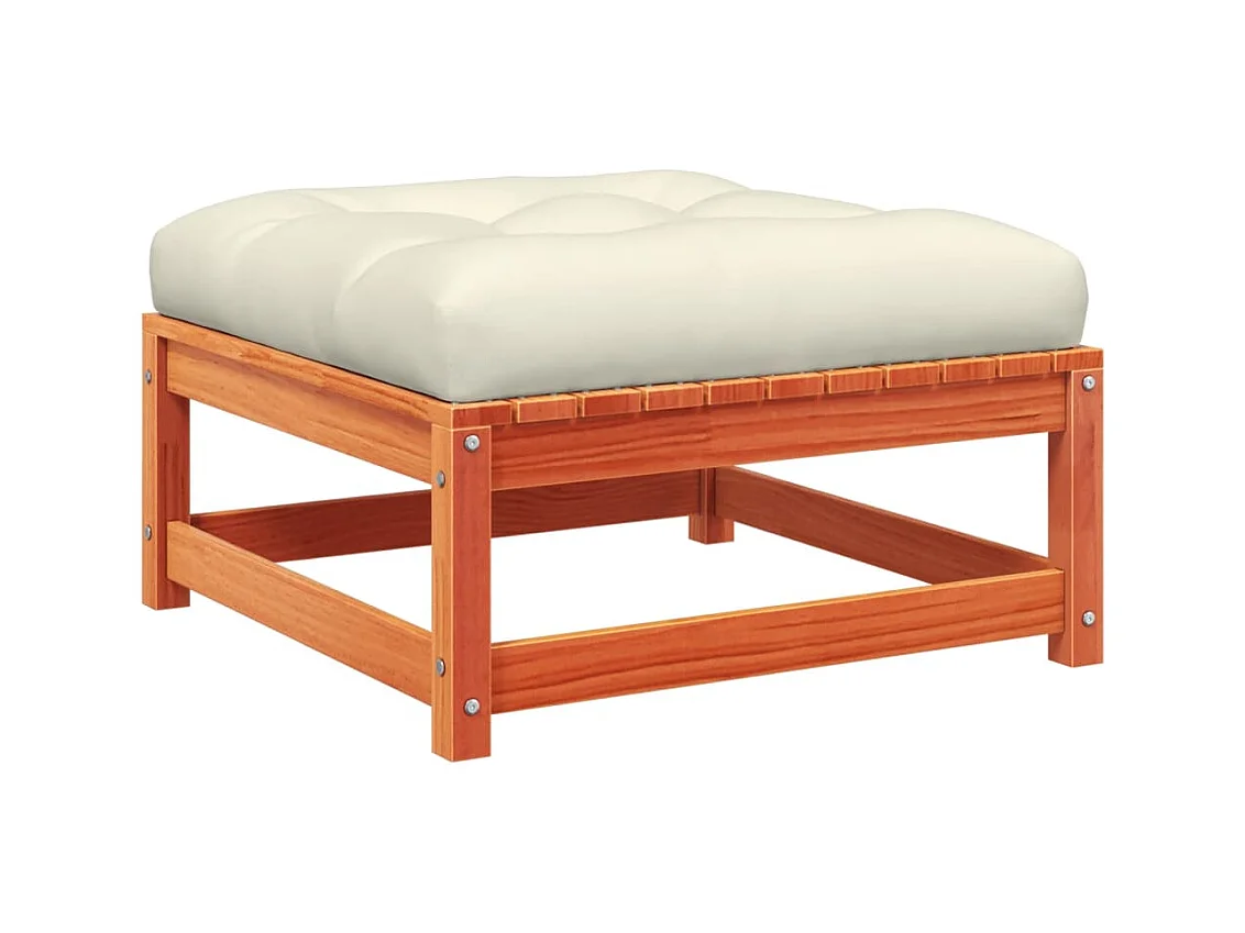 Garden Furniture -  Taburete de jardín con cojín madera maciza de pino marrón cera
