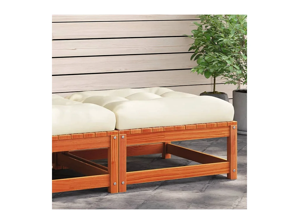 Garden Furniture -  Taburete de jardín con cojín madera maciza de pino marrón cera