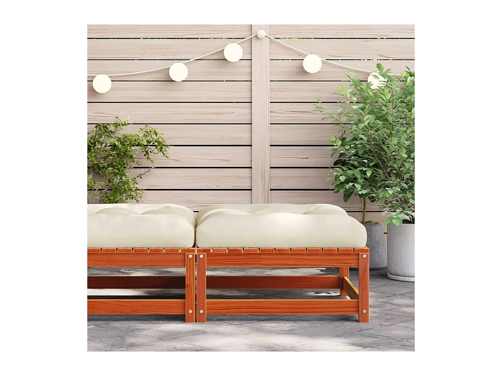 Garden Furniture -  Taburete de jardín con cojín madera maciza de pino marrón cera