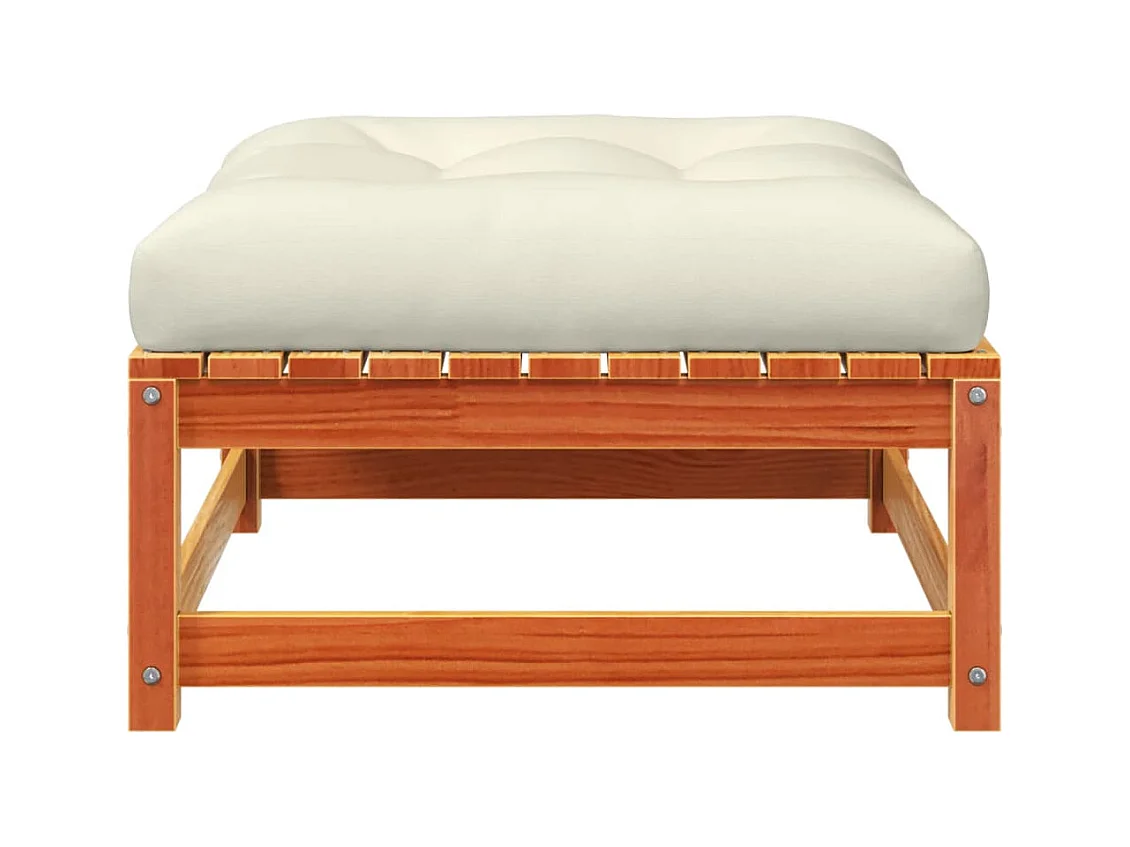 Garden Furniture -  Taburete de jardín con cojín madera maciza de pino marrón cera