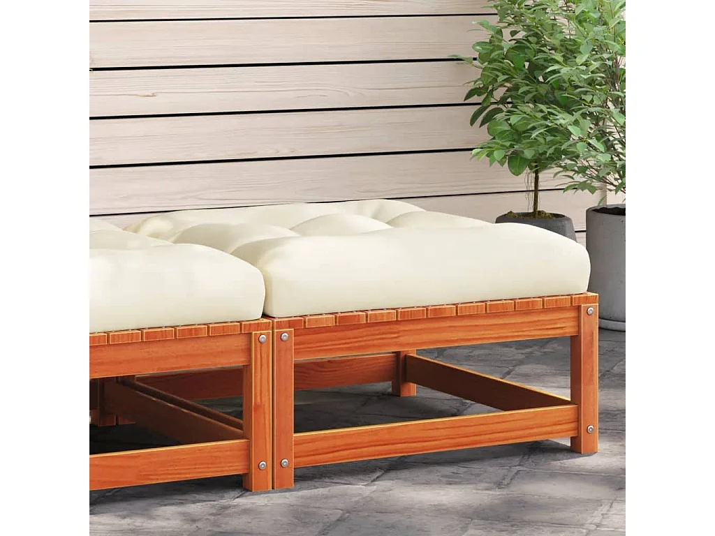 Garden Furniture -  Repose-pied de jardin avec coussin bois massif de pin