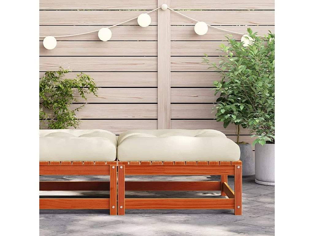 Garden Furniture -  Repose-pied de jardin avec coussin bois massif de pin