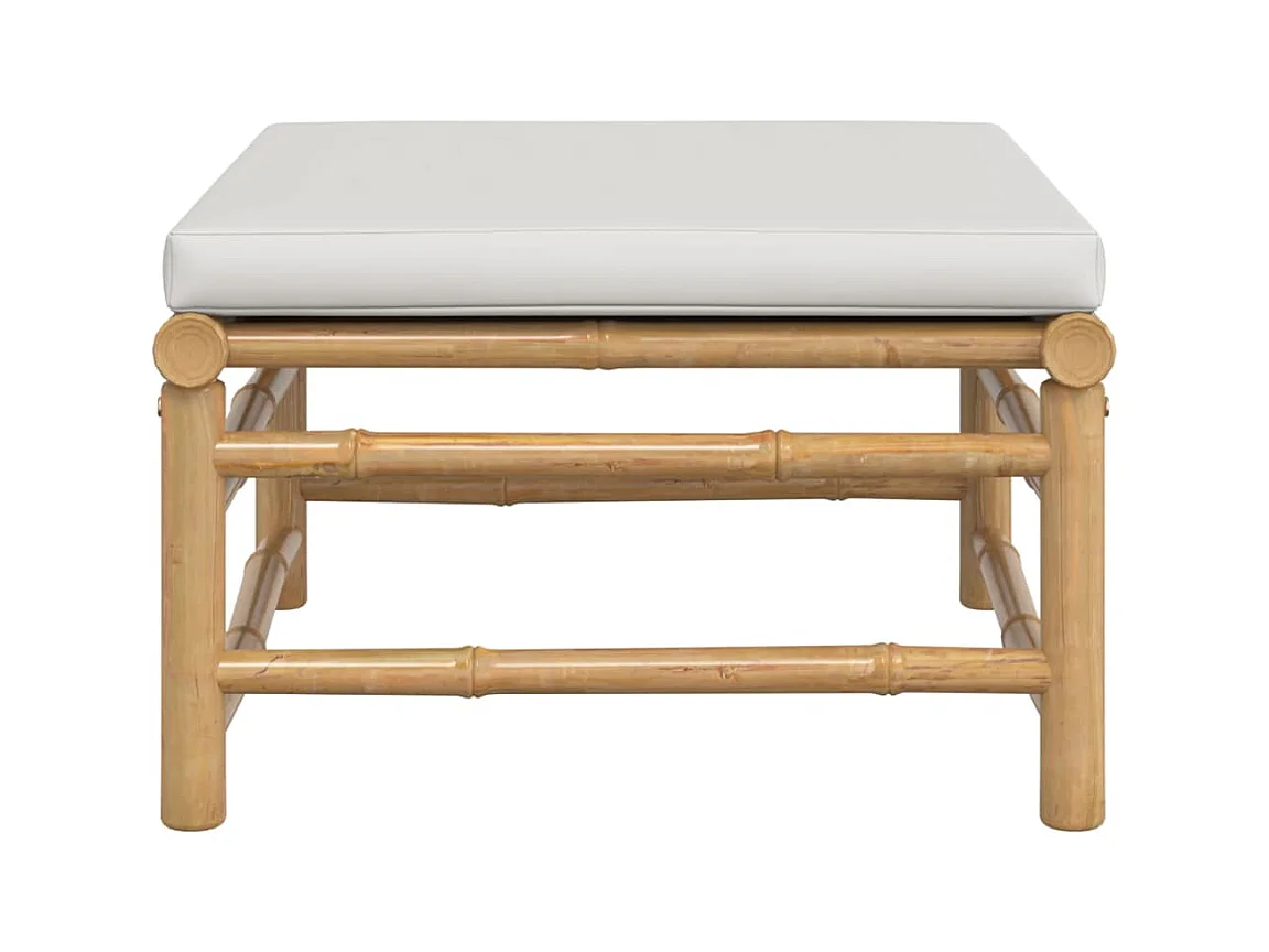 Filiberto  Repose-pieds de jardin avec coussin gris clair bambou