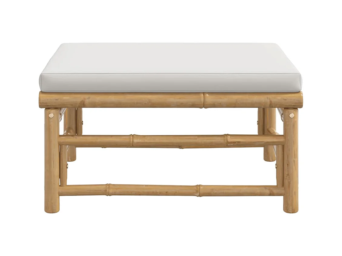 Filiberto  Repose-pieds de jardin avec coussin gris clair bambou