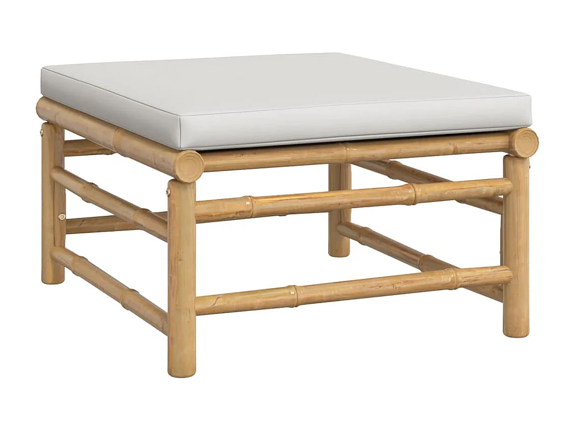 Filiberto  Repose-pieds de jardin avec coussin gris clair bambou