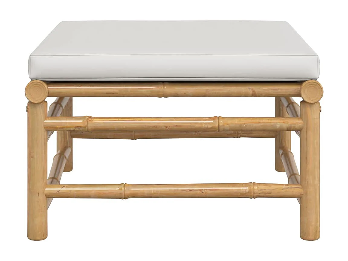 Filiberto  Repose-pieds de jardin avec coussin gris clair bambou