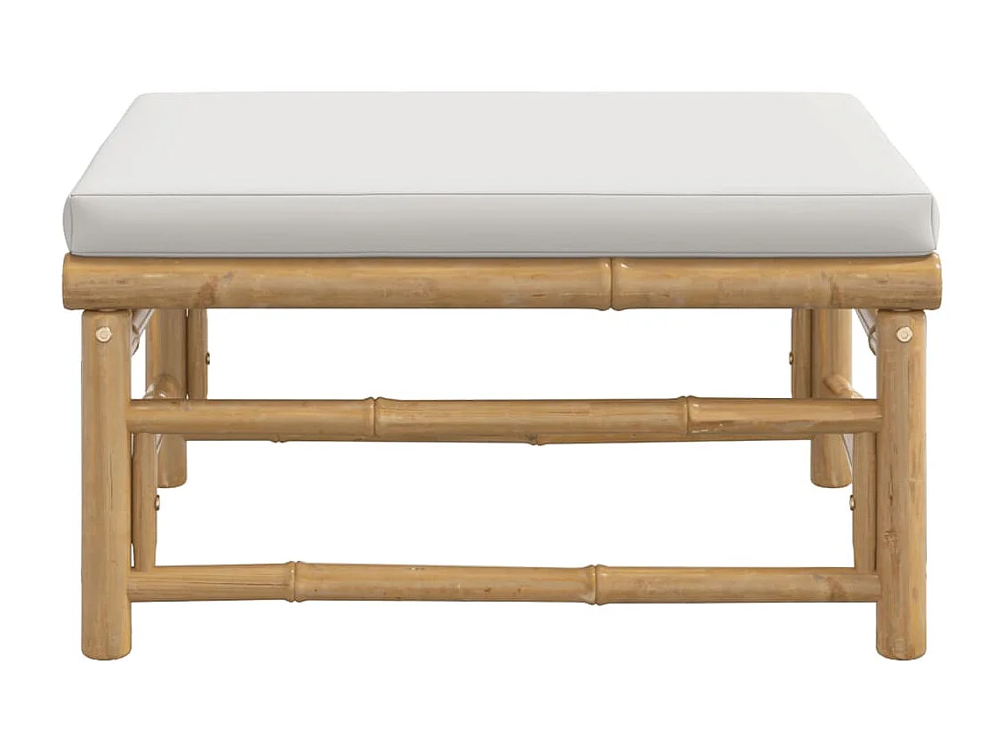 Filiberto  Repose-pieds de jardin avec coussin gris clair bambou