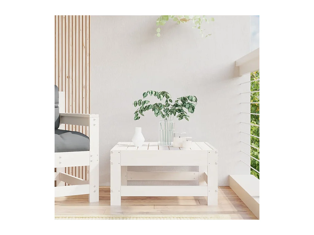 Linter  Repose-pied de jardin blanc bois de pin massif