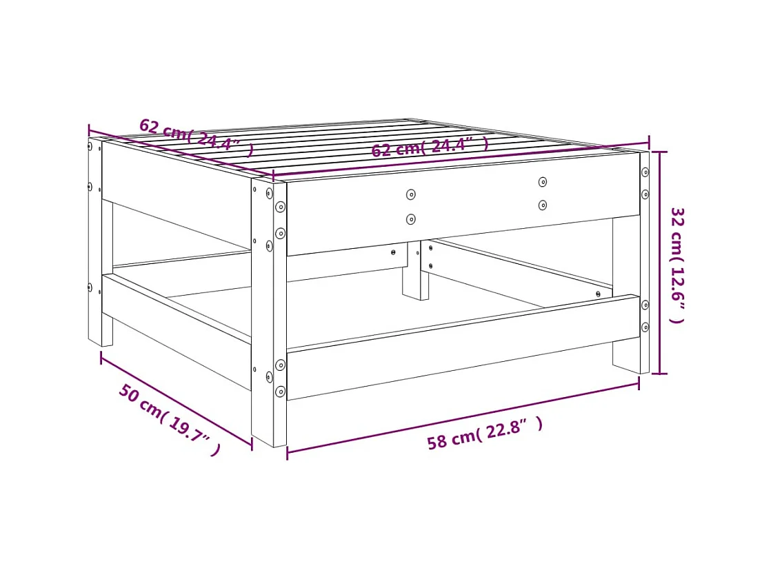 Linter  Repose-pied de jardin blanc bois de pin massif