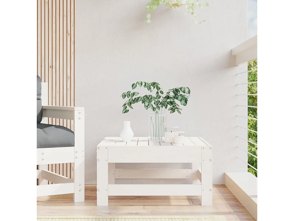 Linter  Repose-pied de jardin blanc bois de pin massif