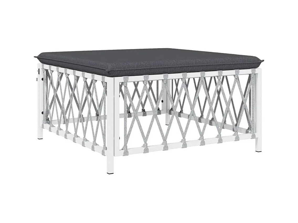 Xilmar  Tuinvoetenbank met kussens geweven stof wit