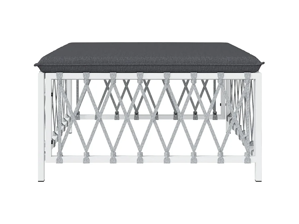 Xilmar  Tuinvoetenbank met kussens geweven stof wit