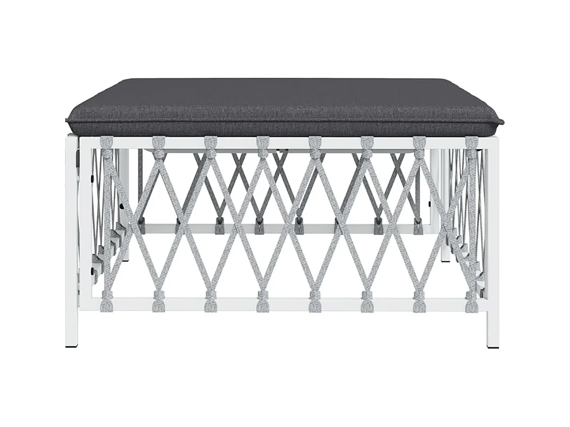 Xilmar  Tuinvoetenbank met kussens geweven stof wit