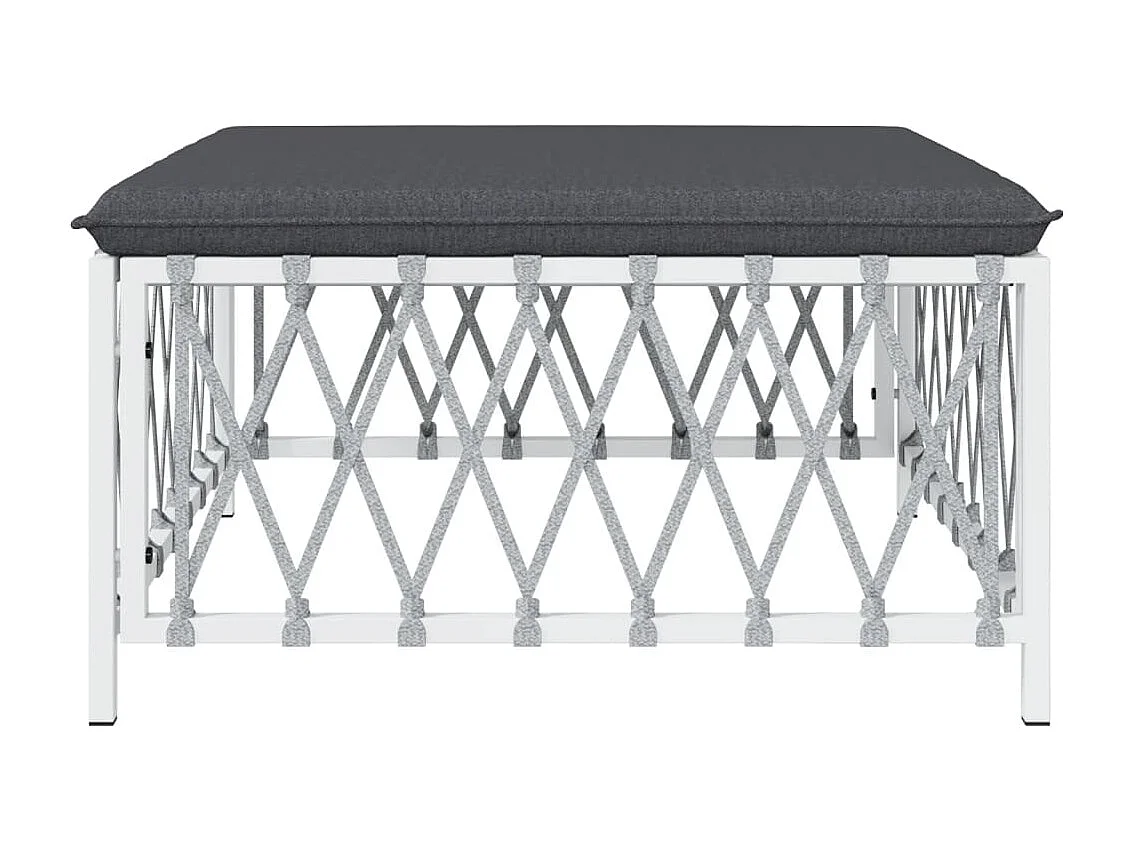 Xilmar  Tuinvoetenbank met kussens geweven stof wit