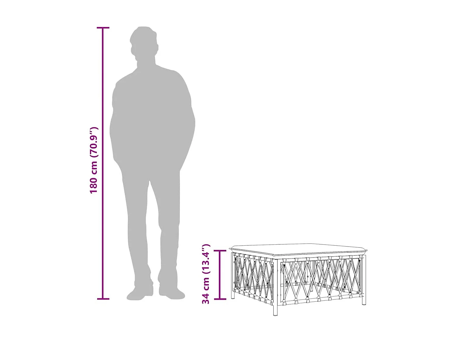 Xilmar  Tuinvoetenbank met kussens geweven stof wit