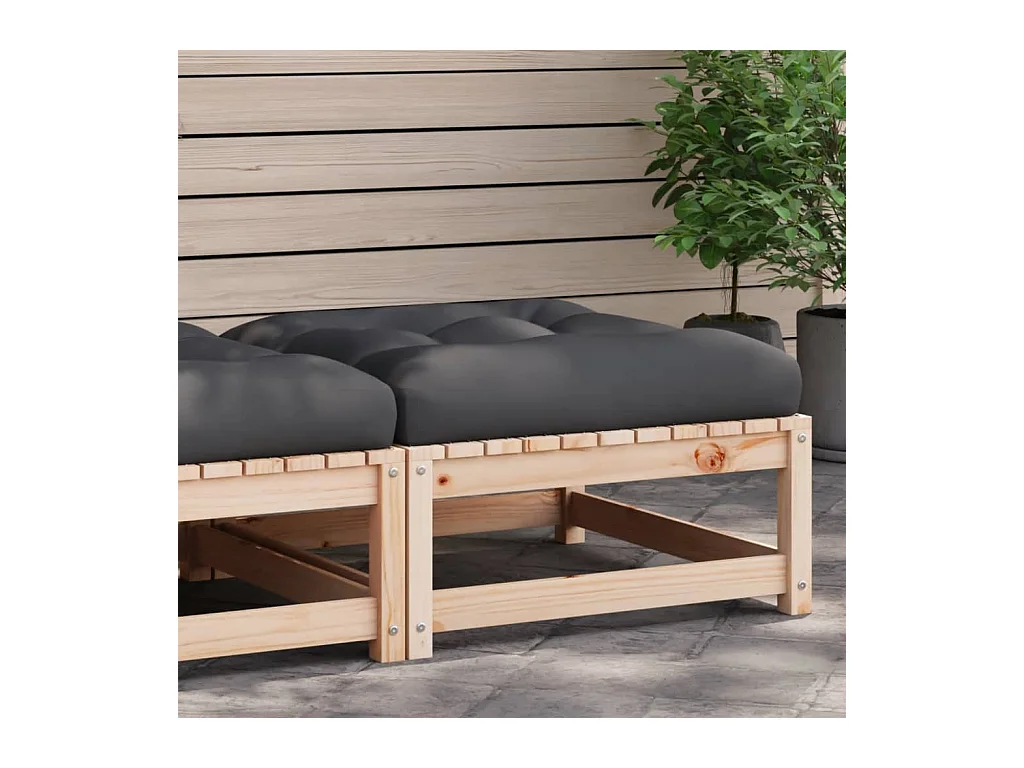 Garden Furniture -  Repose-pied de jardin avec coussin bois de pin massif