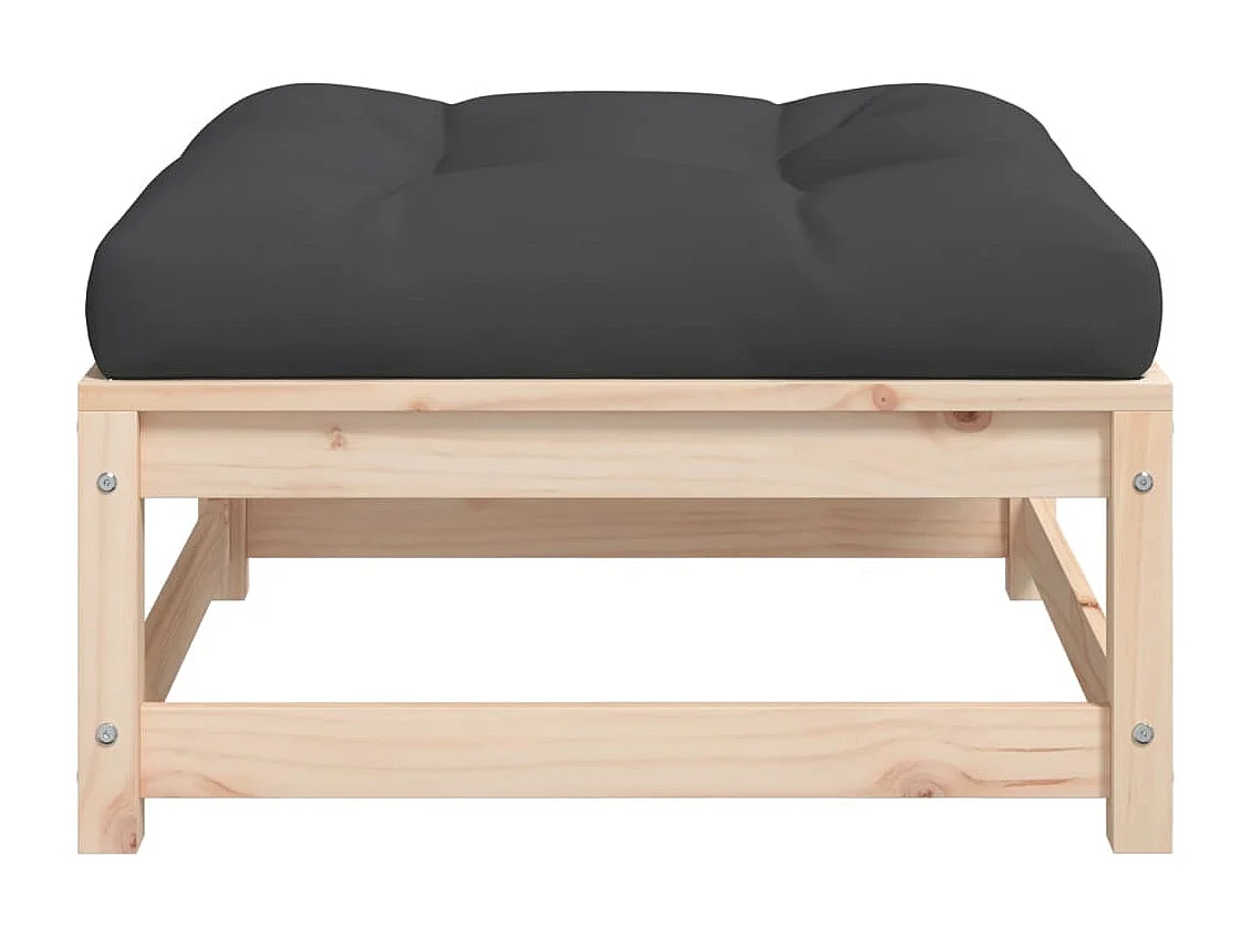 Garden Furniture -  Repose-pied de jardin avec coussin bois de pin massif