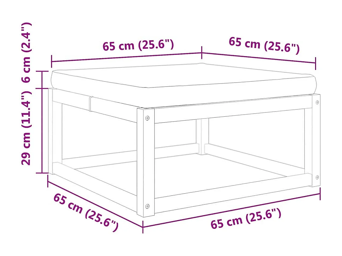 Hodsager  Tuinvoetenbank met kussen 65x65x29 massief acaciahout