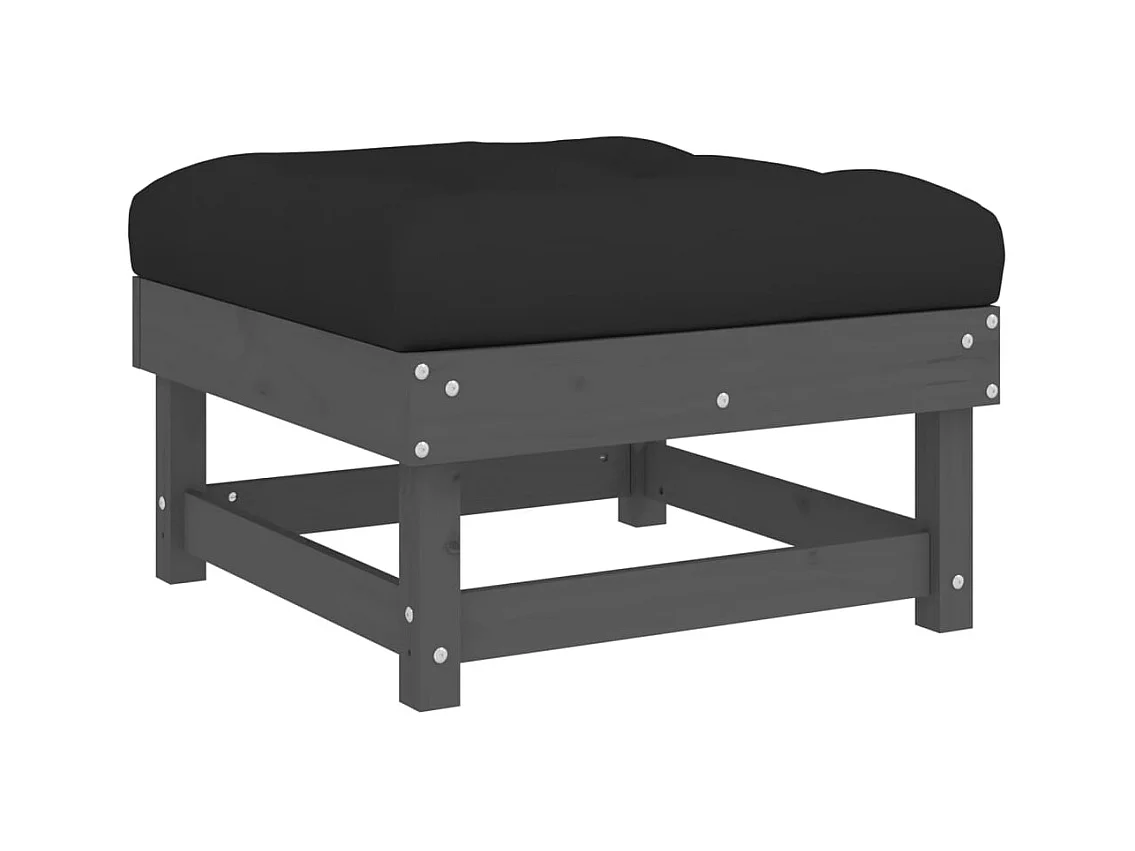 Tibor  Tuinvoetenbank met kussen massief grenenhout grijs