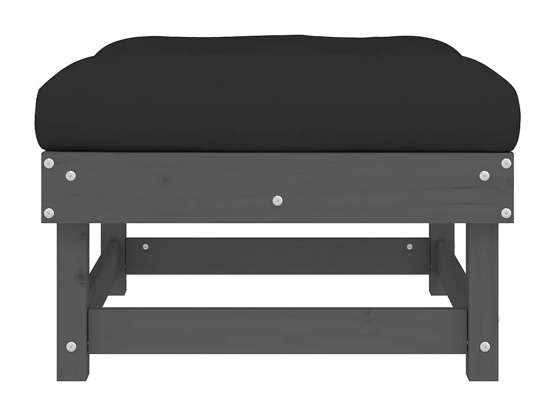 Tibor  Tuinvoetenbank met kussen massief grenenhout grijs