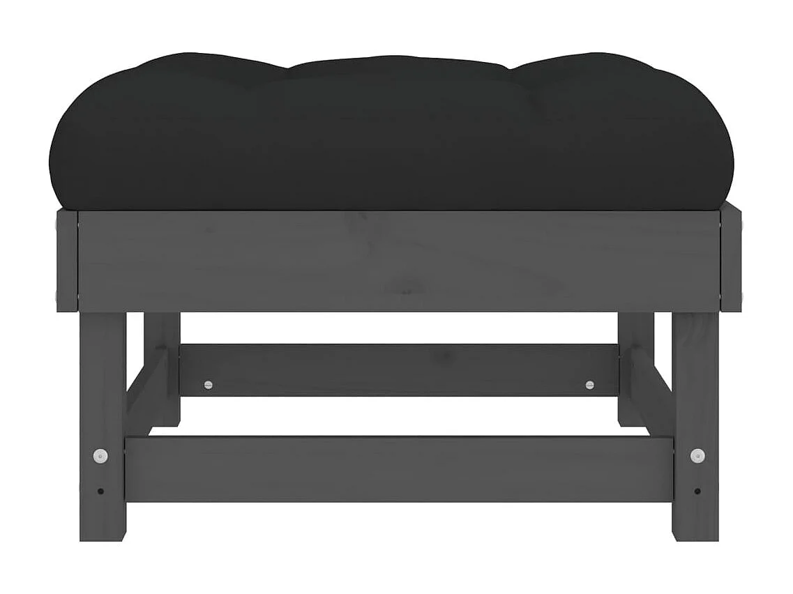 Tibor  Tuinvoetenbank met kussen massief grenenhout grijs