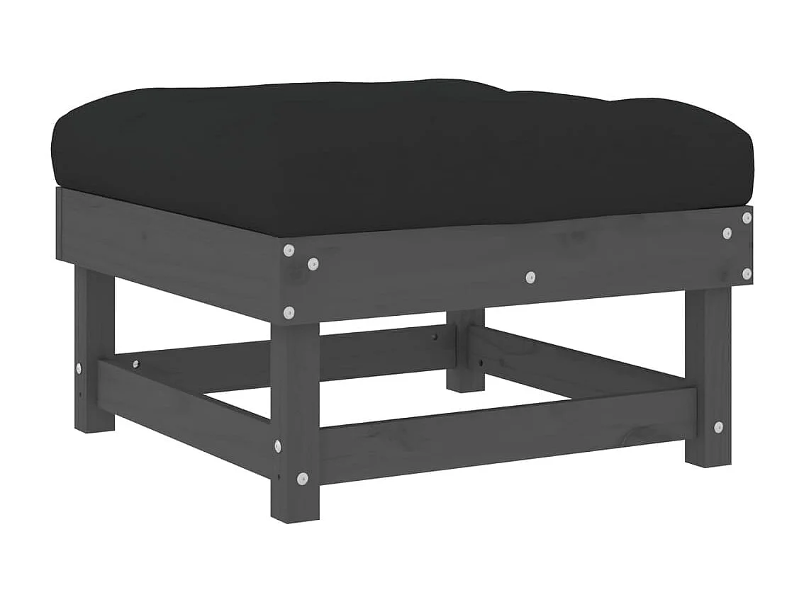 Tibor  Tuinvoetenbank met kussen massief grenenhout grijs