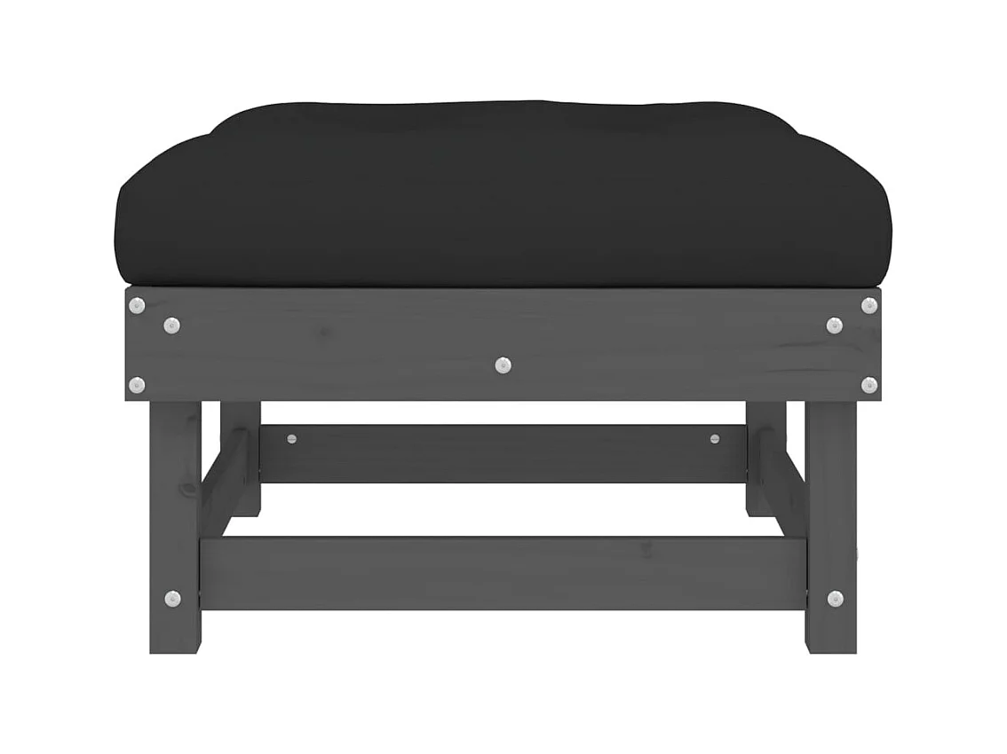 Tibor  Repose-pied de jardin avec coussin gris bois de pin massif