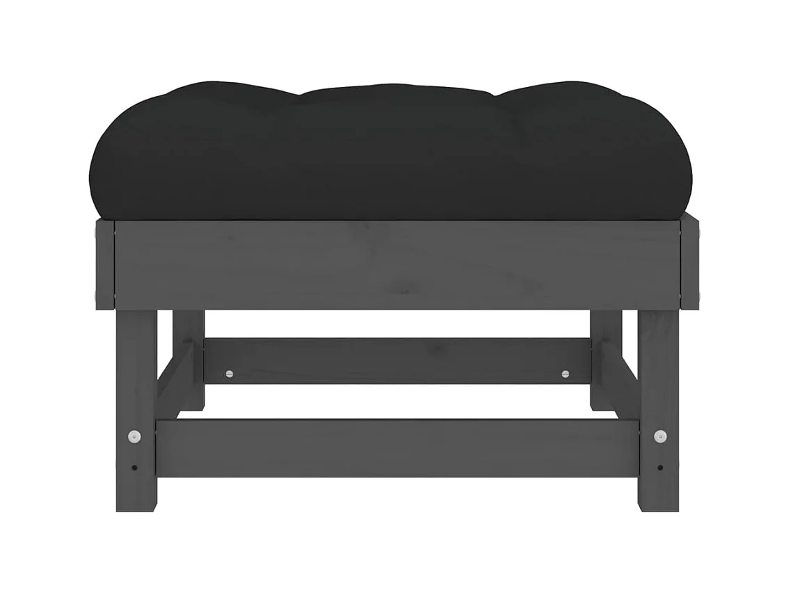 Tibor  Repose-pied de jardin avec coussin gris bois de pin massif