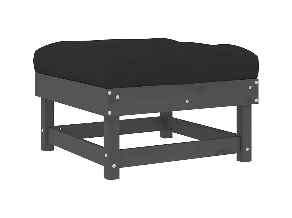 Tibor  Repose-pied de jardin avec coussin gris bois de pin massif